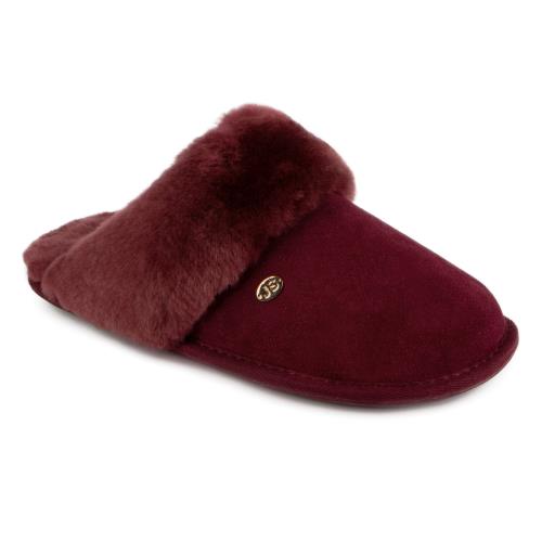 Ladies Duchess Sheepskin Slipper Burgundy