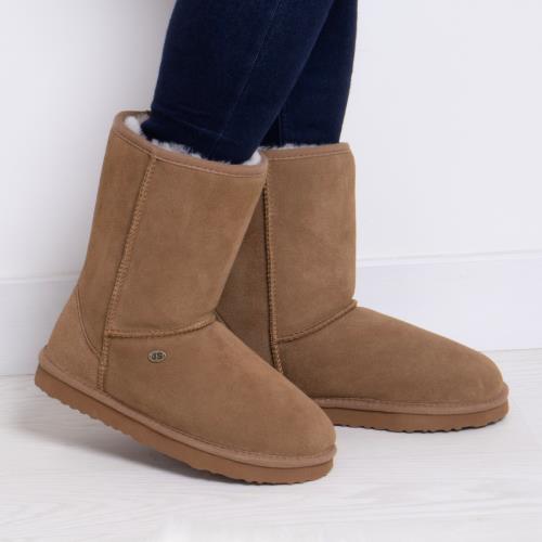 Ladies Short Classic Sheepskin Boots Just Sheepskin Slippers and Boots